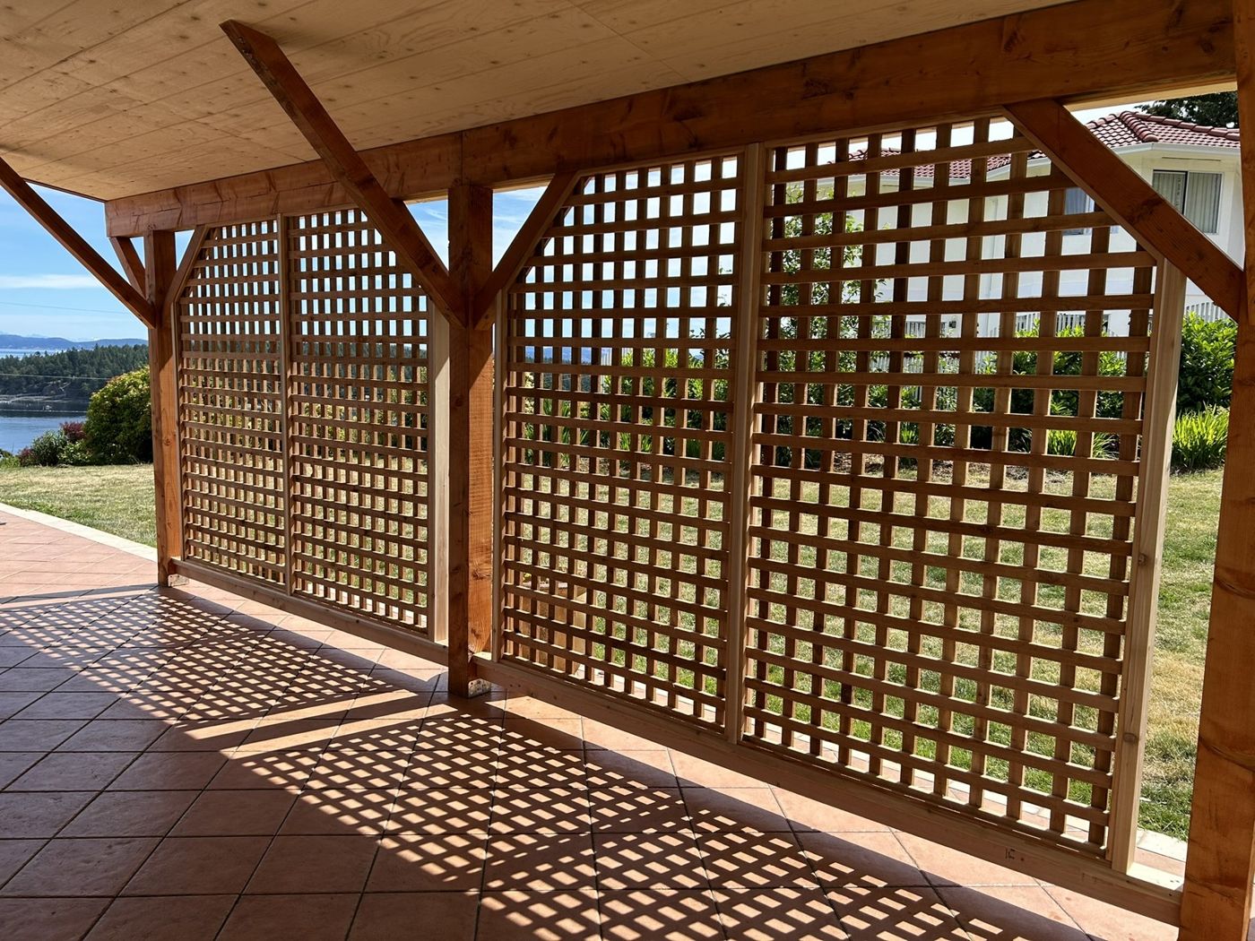 Completed timber privacy screen